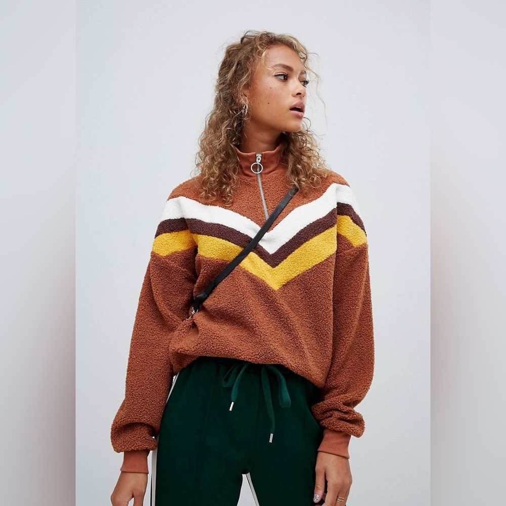 Oversized Retro Half Zip Fleece Sweater Size M - Picture 2 of 4